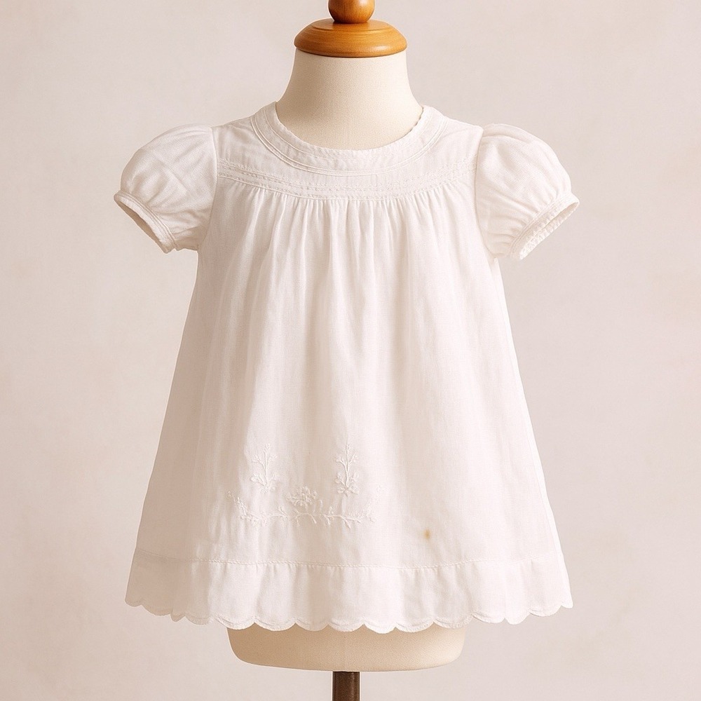 Feltman‎ Brothers Hand Embroidered White Infant Dress Set 2 Piece Heirloom Baby